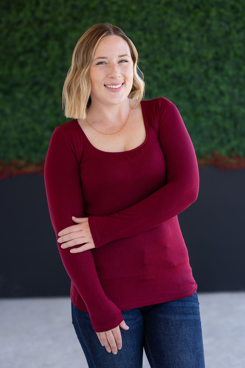 Alyssa Long Sleeve Top - Burgundy