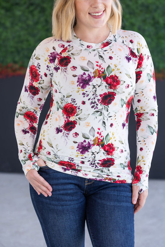 Blair Long Sleeve Top - Burgundy Bloom