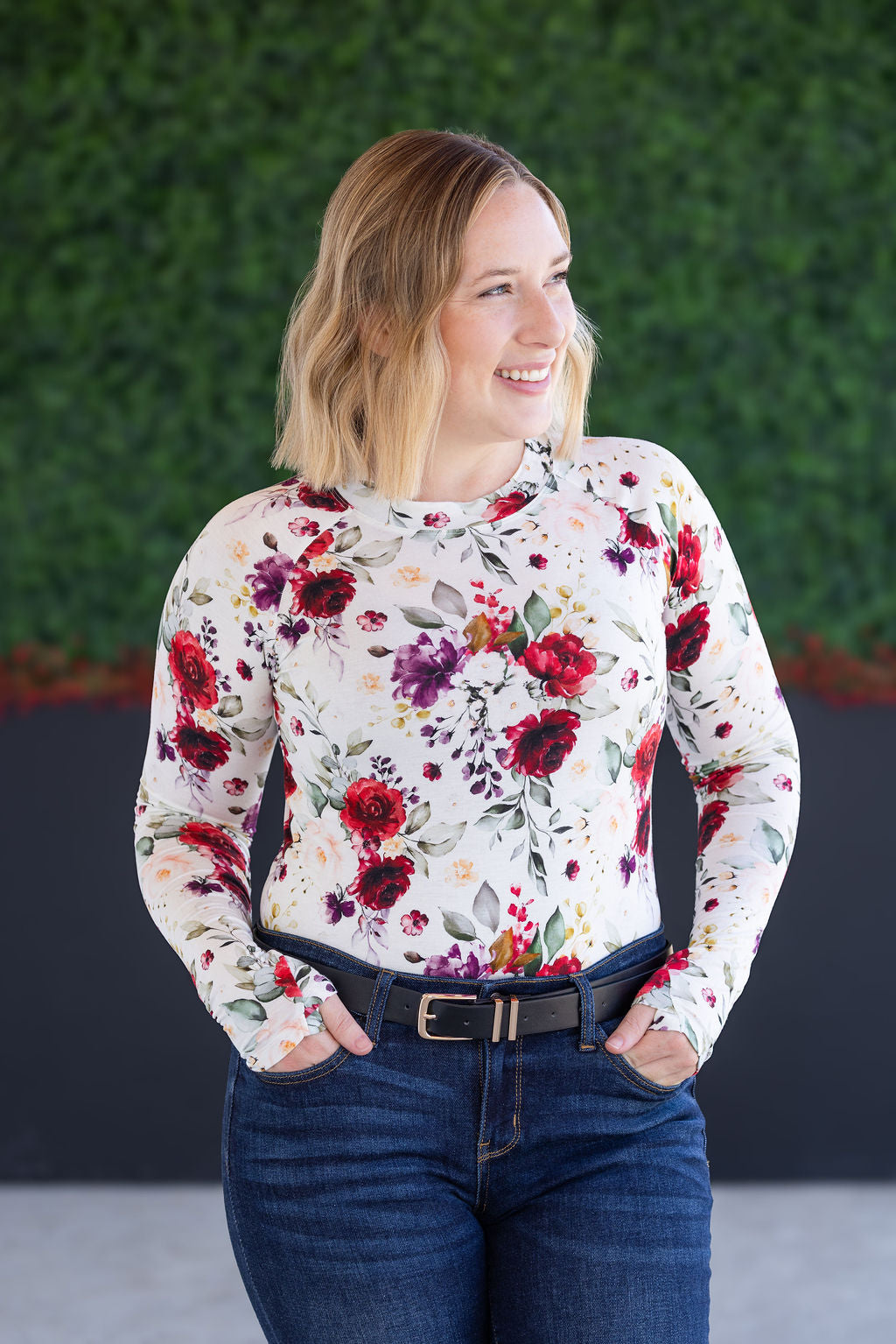 Blair Long Sleeve Top - Burgundy Bloom
