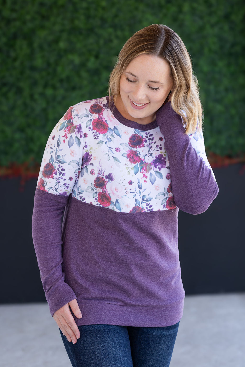 Natalie Pullover - Burgundy Bloom and Plum