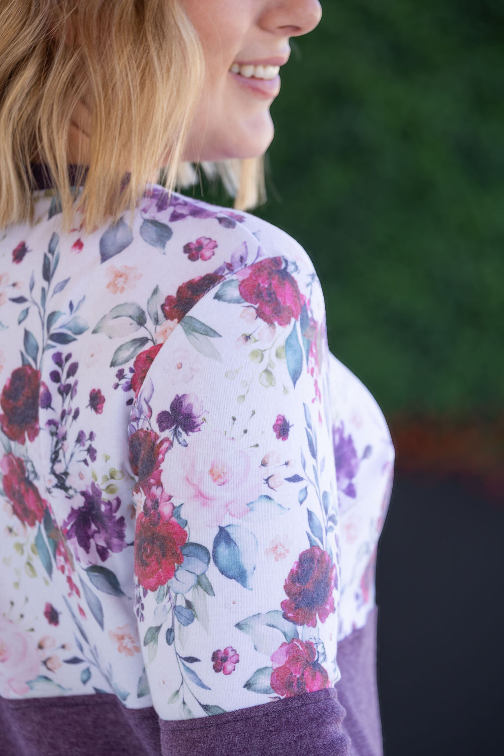 Natalie Pullover - Burgundy Bloom and Plum