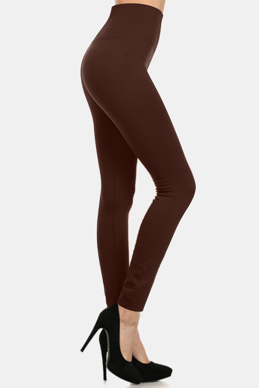 Seamless Fleece Lined Leggings in Coffee