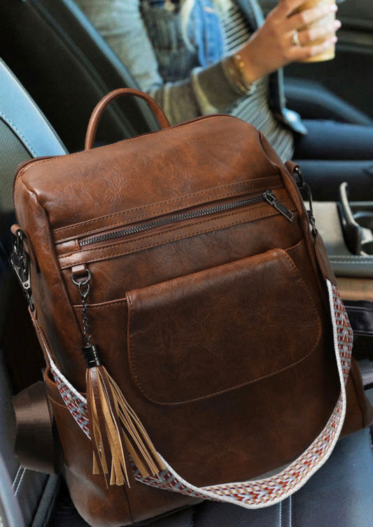 *free ship today* Dark Chocolate PU Leather Backpack