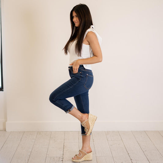 Dark Wash High Waist Capri Jeans - Judy Blue