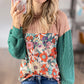 Lakin Ribbed Floral Color Block Top