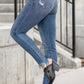 High Waist Skinny Jeans w/ Shark Bit Hem - Judy Blue