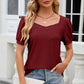 Sweetheart Neckline Eyelet Top