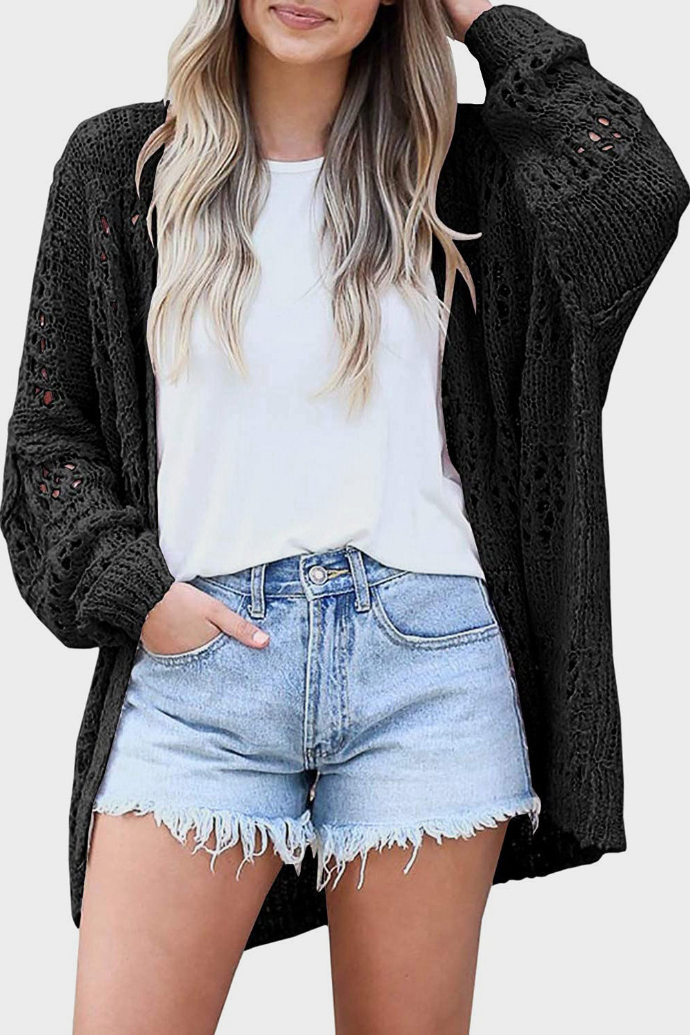 Openwork Long Sleeve Cardigan
