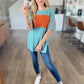 Color-block Round Neck Short Sleeve Tee