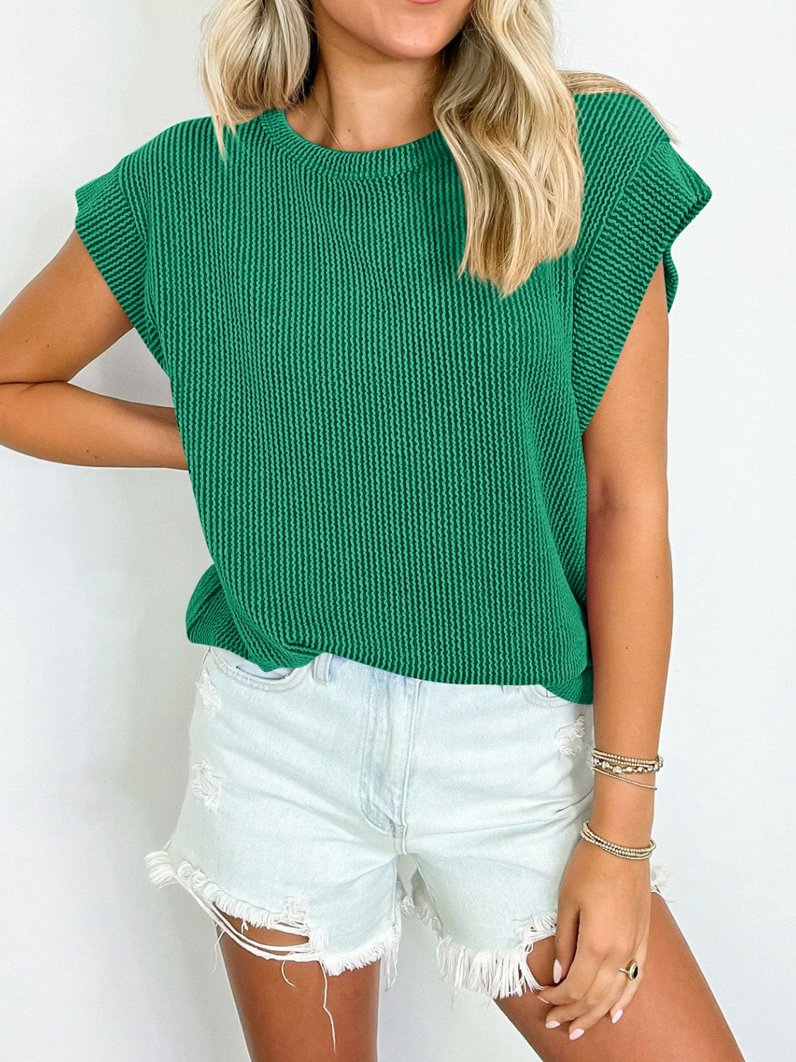 Must Be Ribbed Cap Sleeve Top