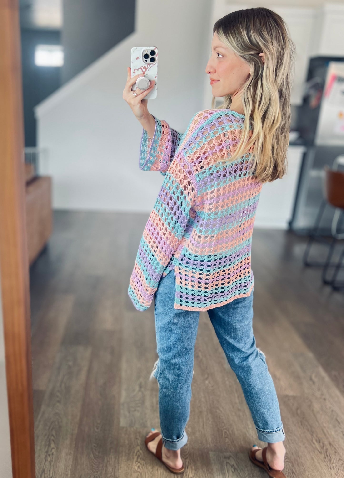 Cotton Candy Open Knit Sweater
