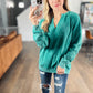 Notch Neck Pullover in Vintage Teal