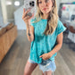 Crinkle Washed Round Neck Short Sleeve Tee in Teal