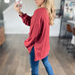 Comfort V-Neck Top in Mineral Red