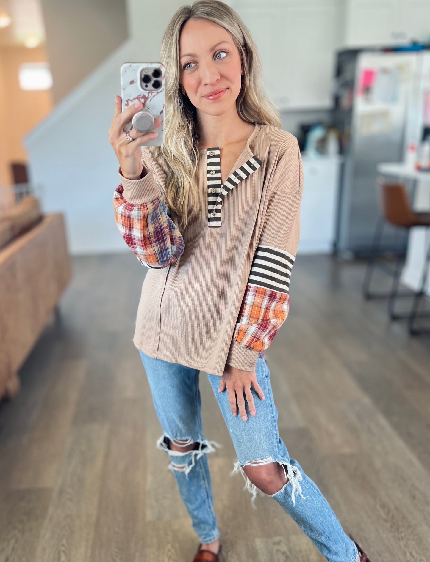 Mabel Plaid Henley