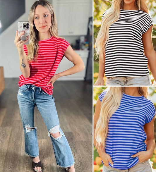 Etta Striped Cap Sleeve Top