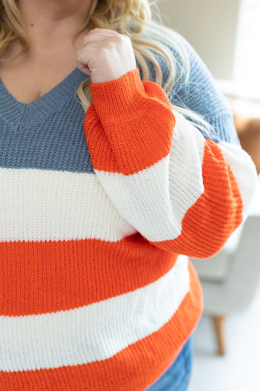 SALE USA Colorblock Stripes Sweater