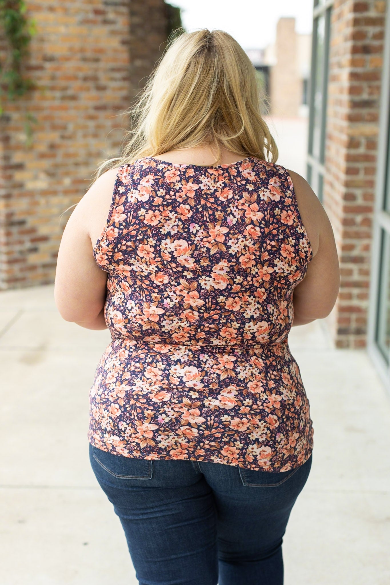 Luxe Crew Tank - Navy Floral Mix