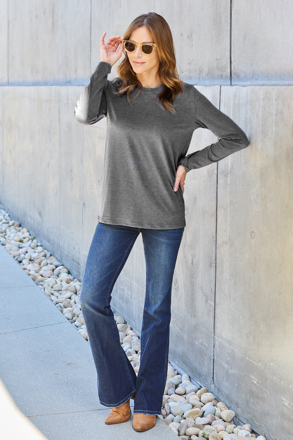 The Basics Round Neck Long Sleeve Top