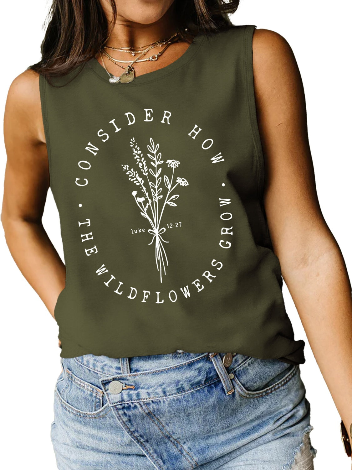 Consider the Wildflowers Round Neck Tank