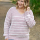 Cozy Striped Sweater - Mauve