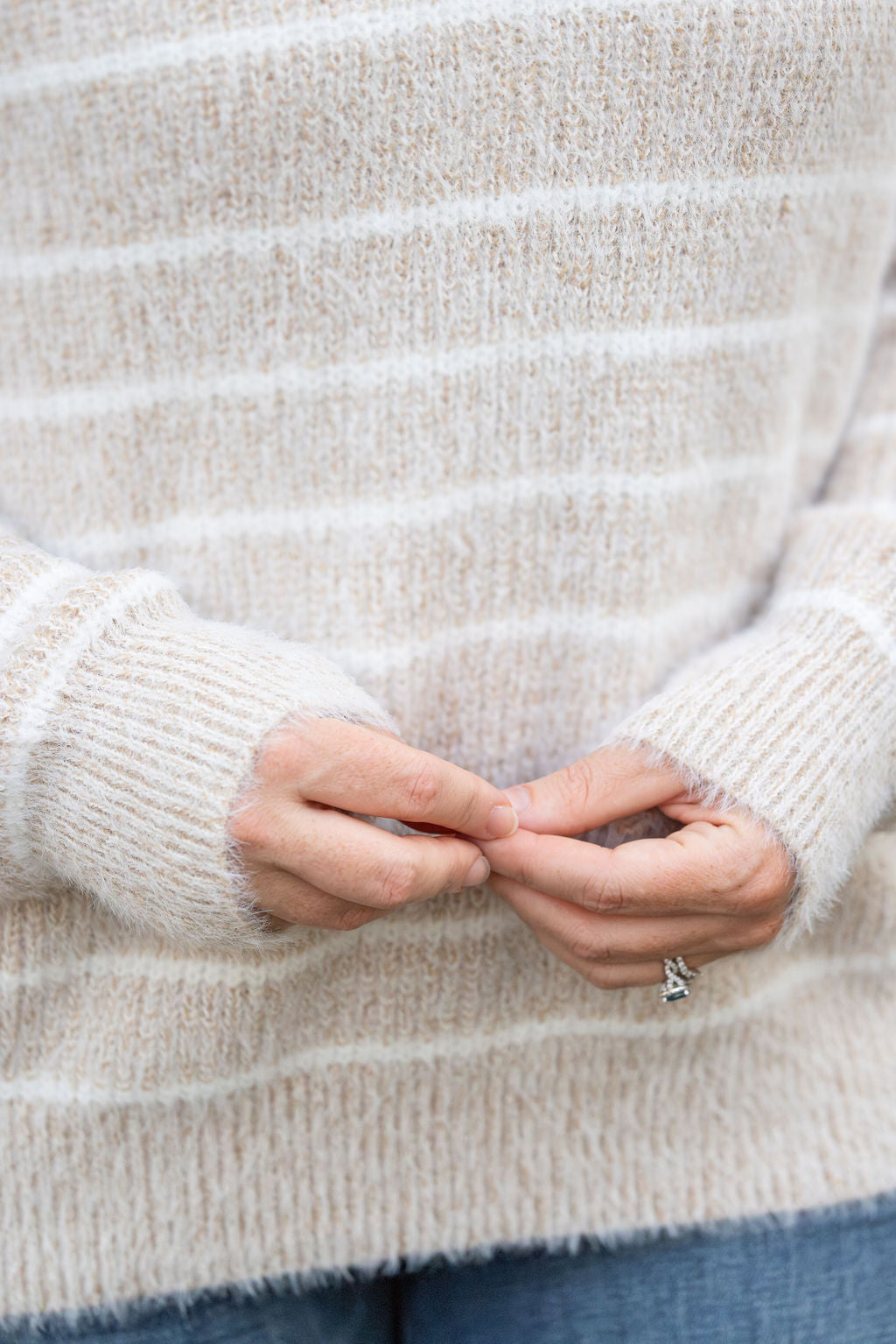 Cozy Striped Sweater - Natural