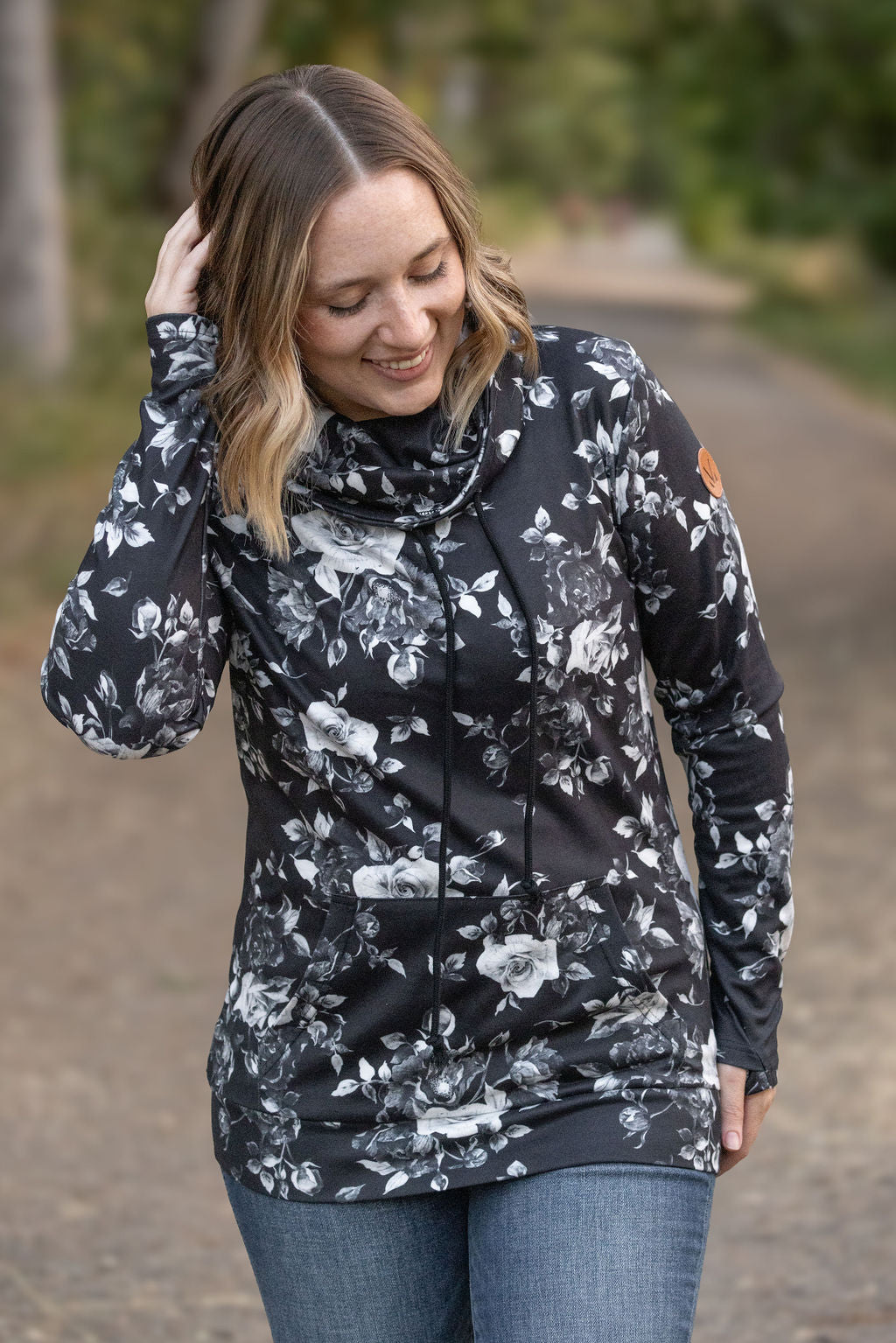 Soft Funnel Neck - Black Floral