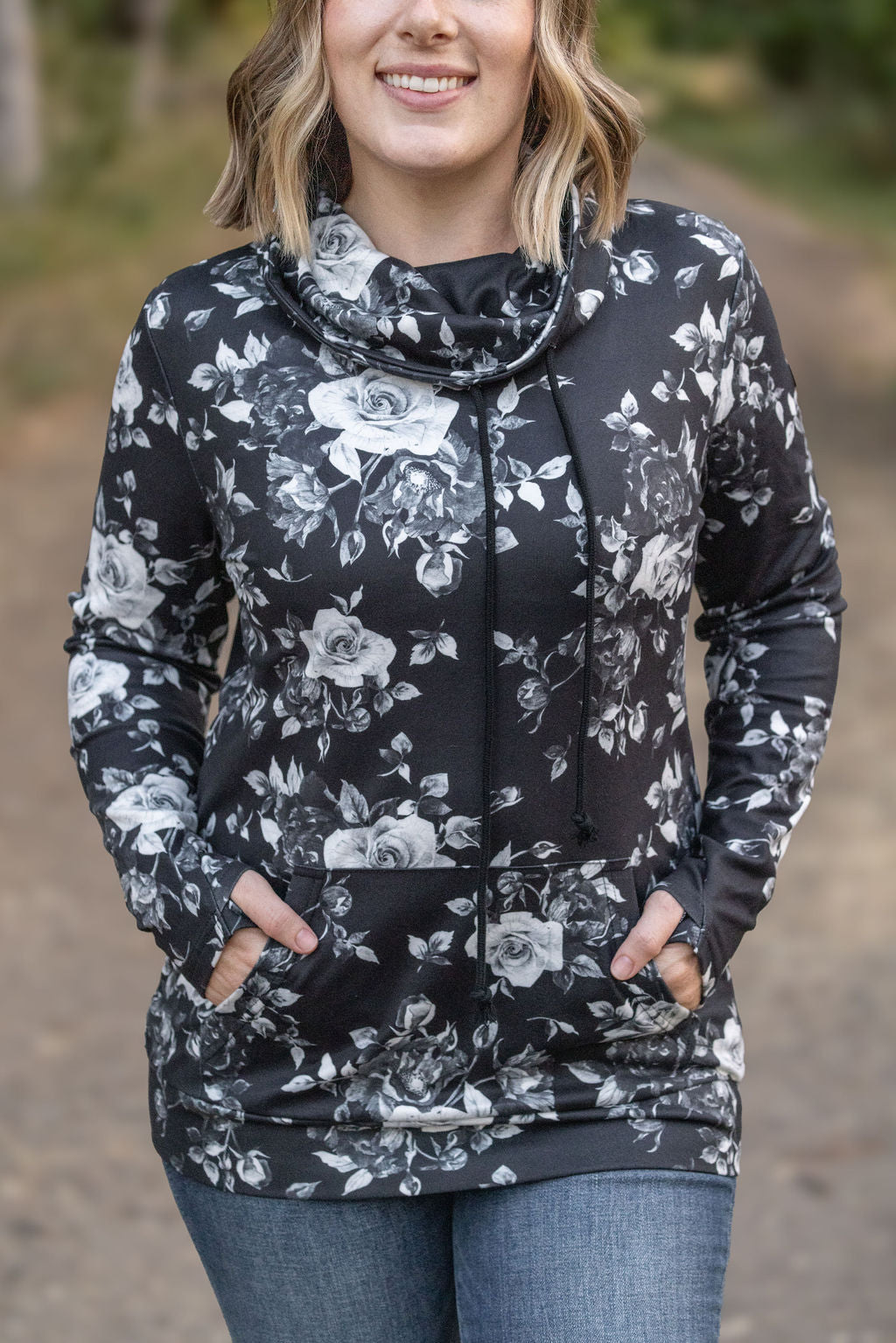 Soft Funnel Neck - Black Floral