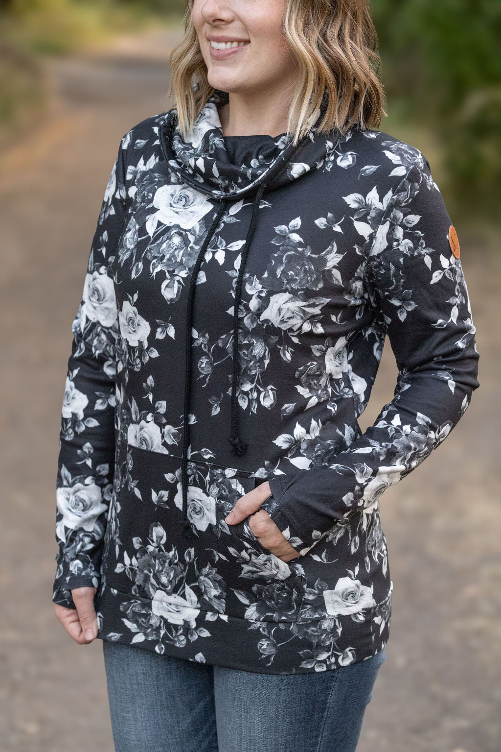 Soft Funnel Neck - Black Floral