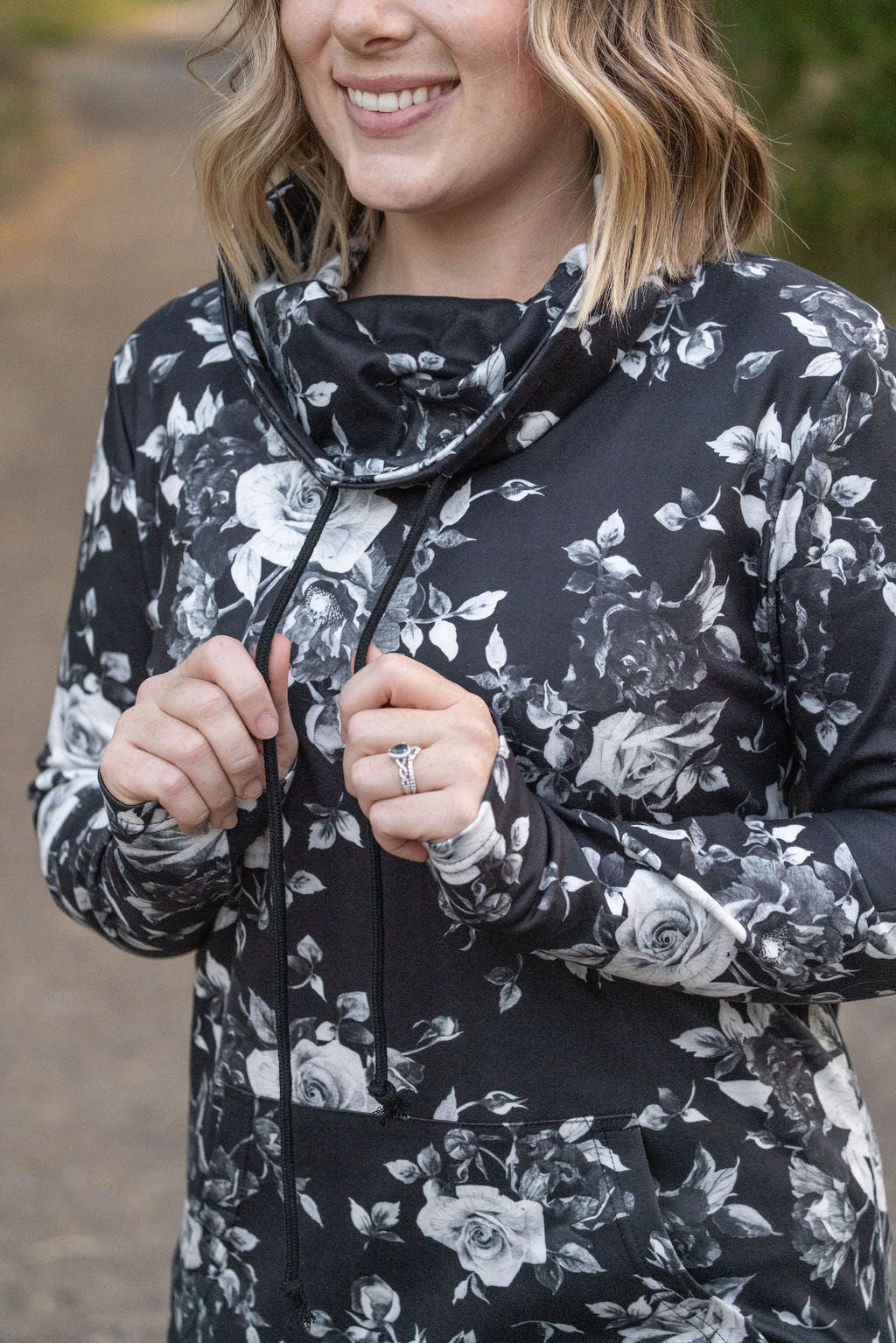 Soft Funnel Neck - Black Floral