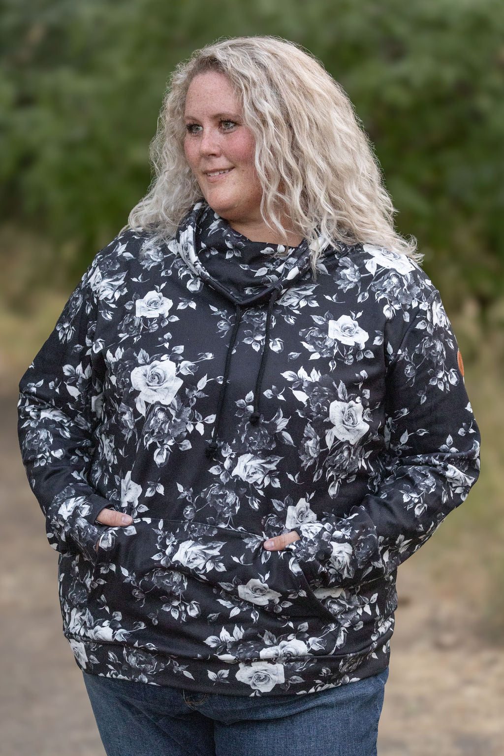 Soft Funnel Neck - Black Floral