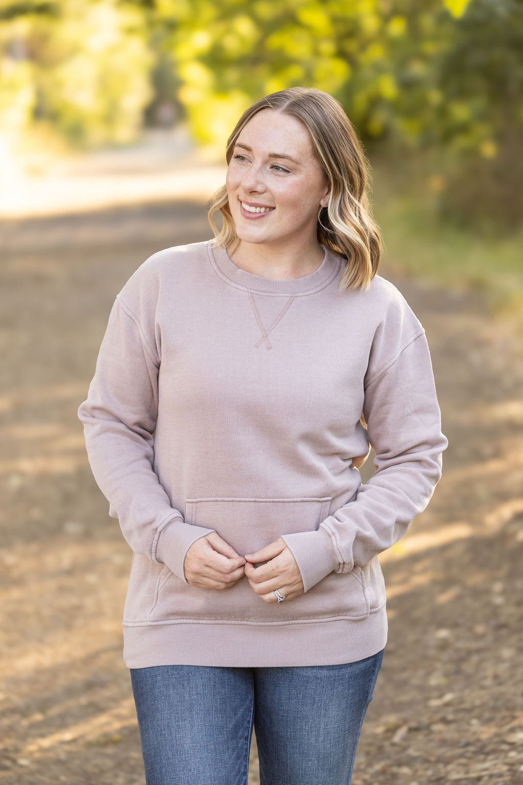 Vintage Wash Pocket Pullover - Blush Pebble