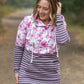 Hailey Pullover Hoodie - Pink Floral and Stripes