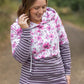 Hailey Pullover Hoodie - Pink Floral and Stripes