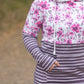 Hailey Pullover Hoodie - Pink Floral and Stripes