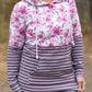 Hailey Pullover Hoodie - Pink Floral and Stripes