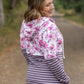 Hailey Pullover Hoodie - Pink Floral and Stripes