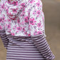 Hailey Pullover Hoodie - Pink Floral and Stripes