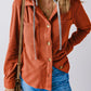 Cord Drawstring Button Up Hooded Shacket