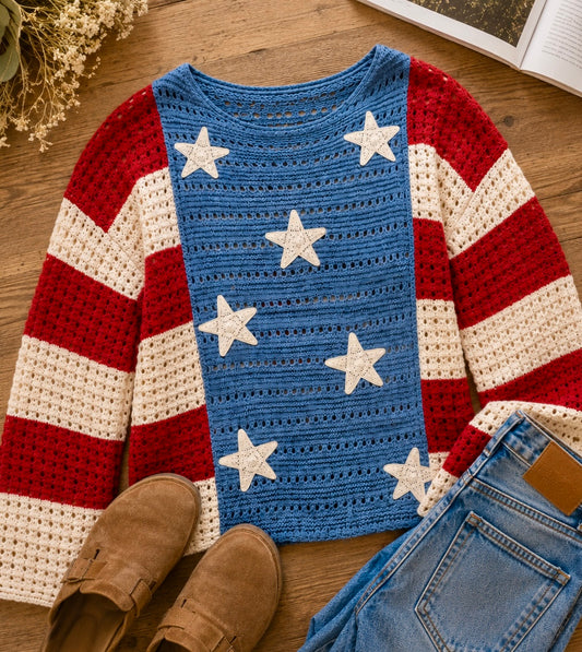 Stars and Stripes Crochet Sweater