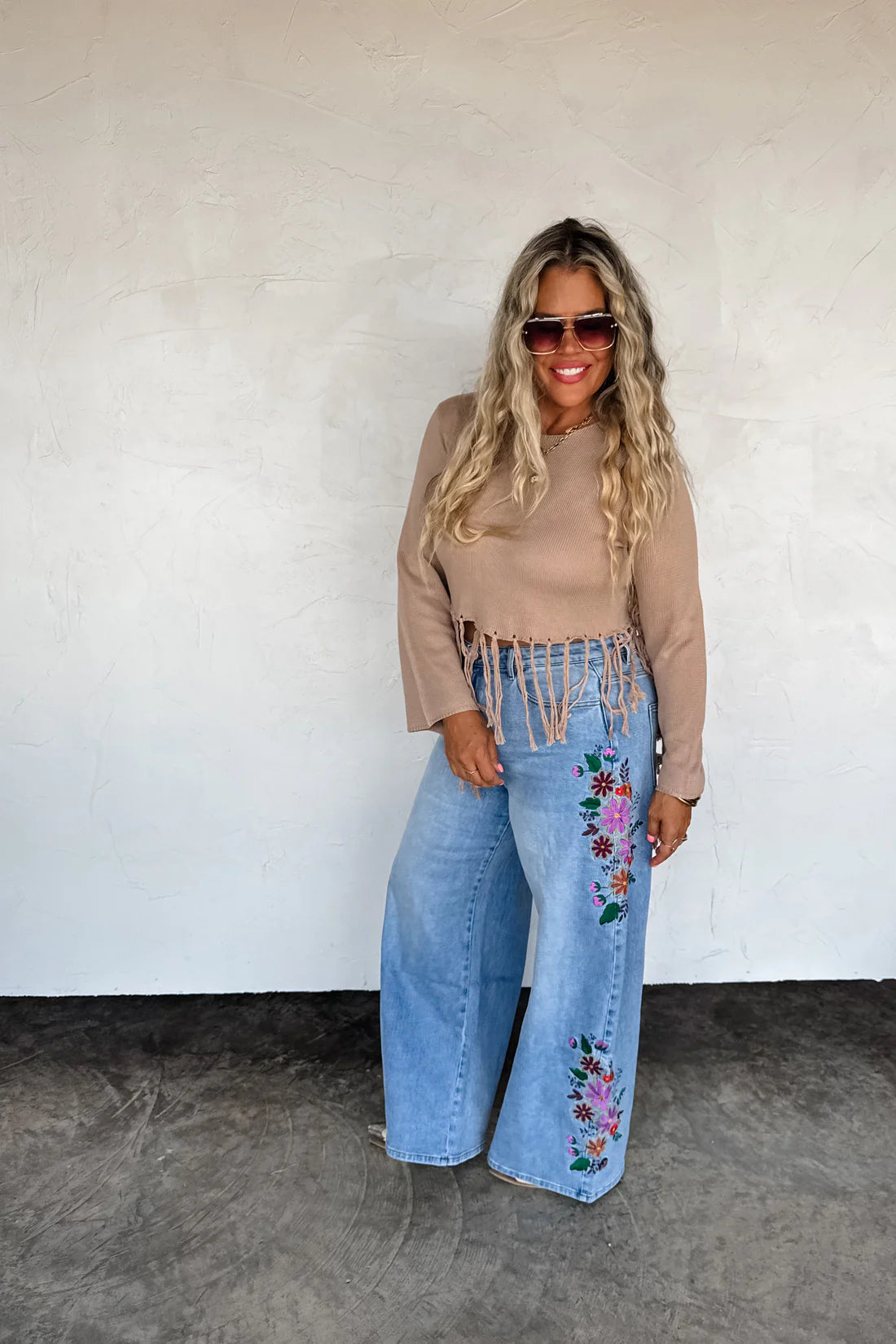 PREORDER: Eva Floral Embroidered Jeans // eta early May