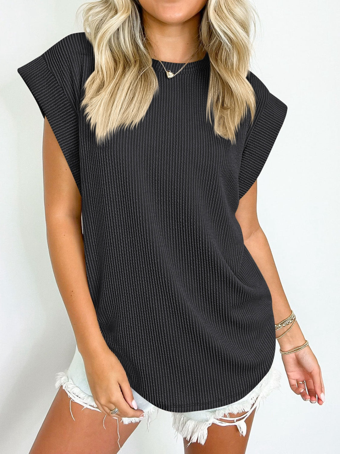 Must Be Ribbed Cap Sleeve Top