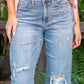 High Waist Destroy Crop Wide Leg Jeans - Judy Blue