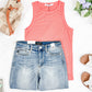 Tara Ribbed Tank - Coral