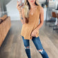 Crinkle Washed Sleeveless Top in Camel
