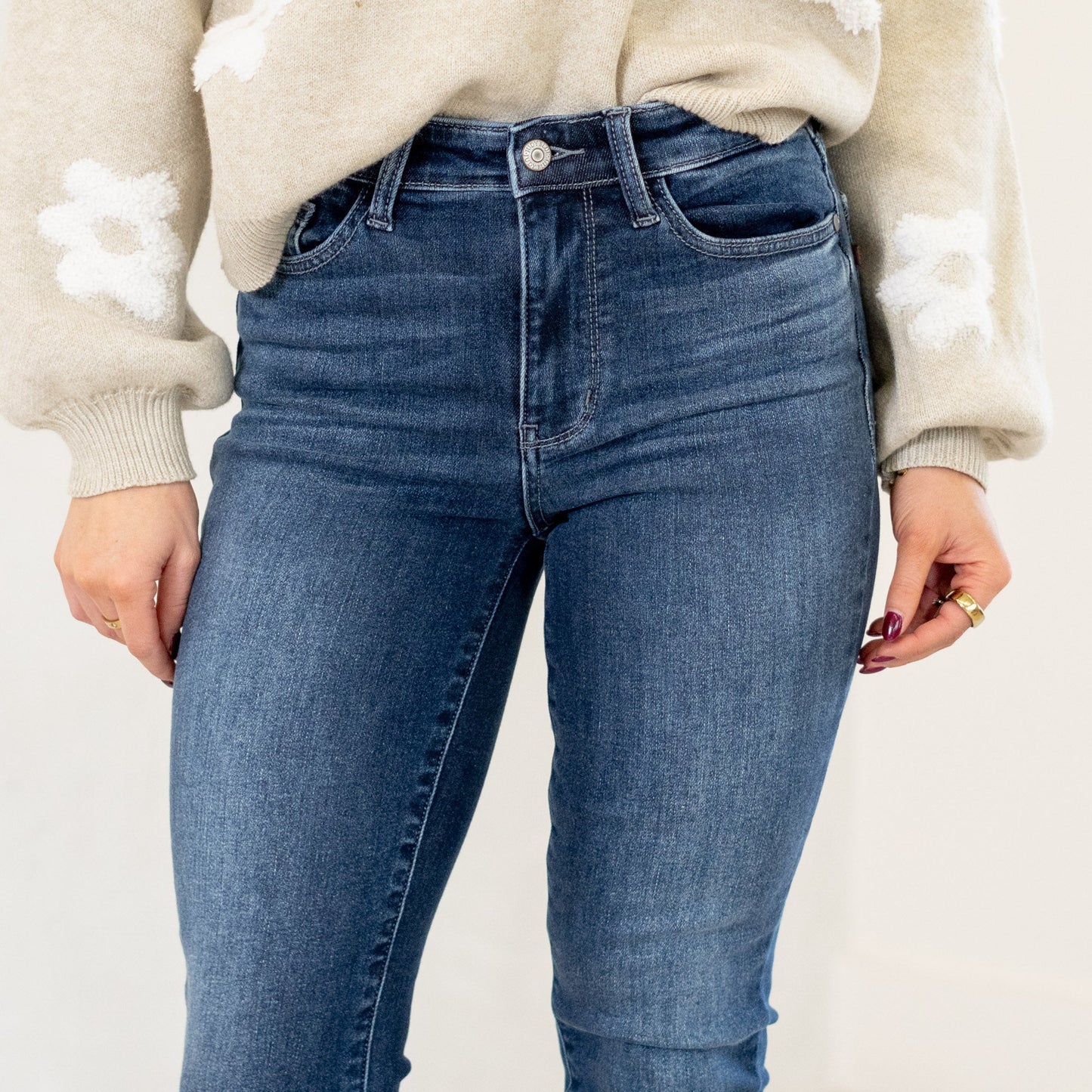 High Rise Washed Thermal Skinny Jeans - Judy Blue