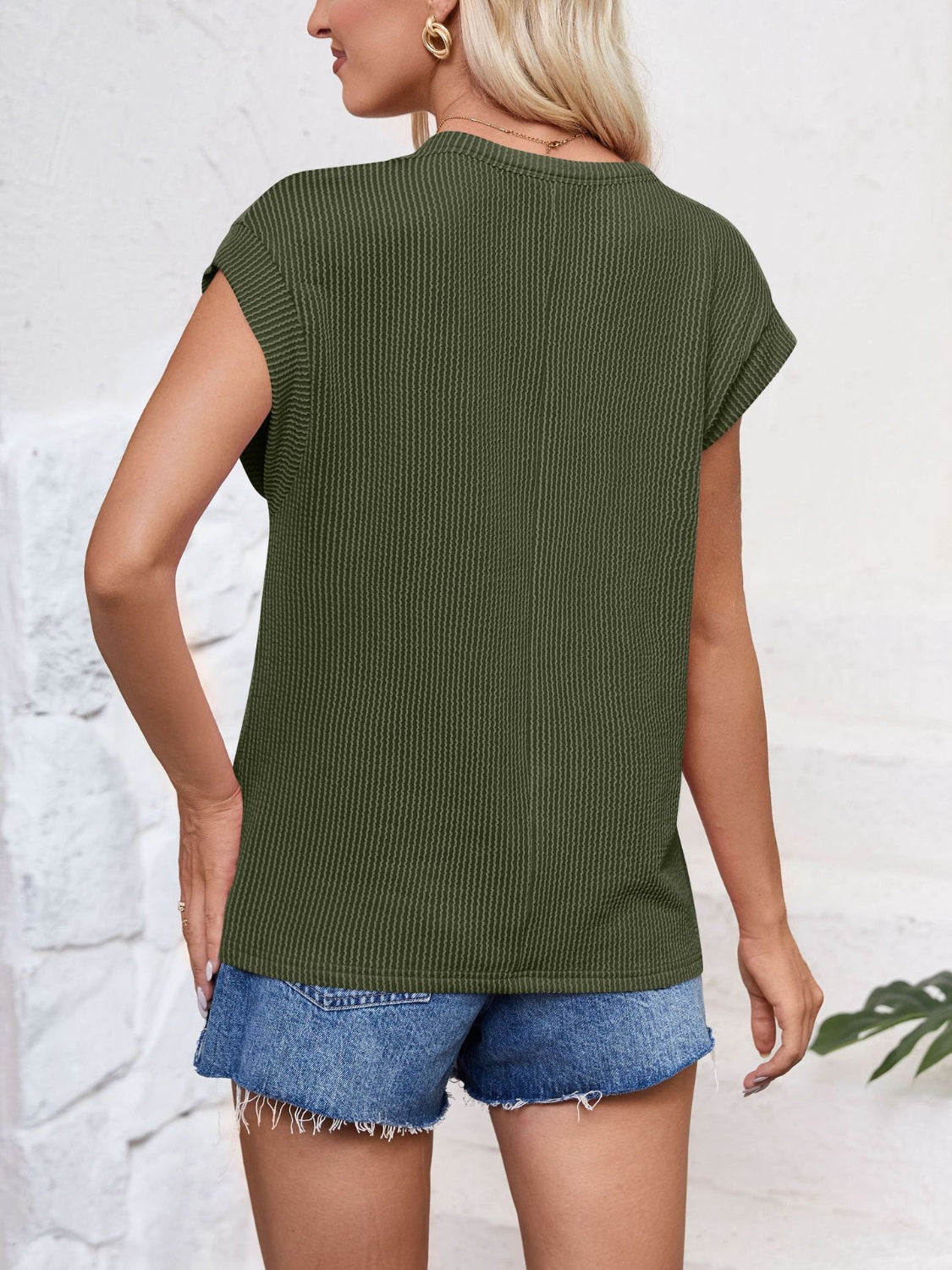 Must Be Ribbed Cap Sleeve Top