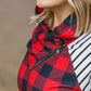 Zoey ZipCowl - Buffalo Plaid and Oatmeal Stripes