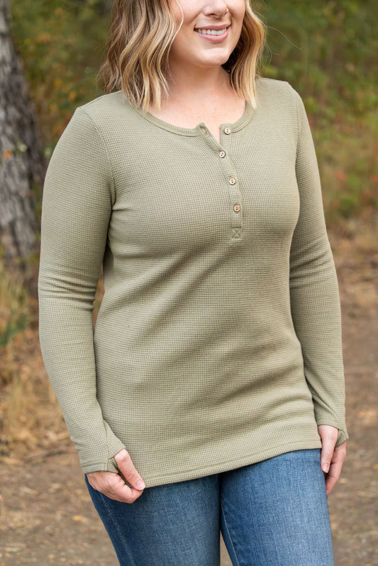 Harper Long Sleeve Henley - Olive