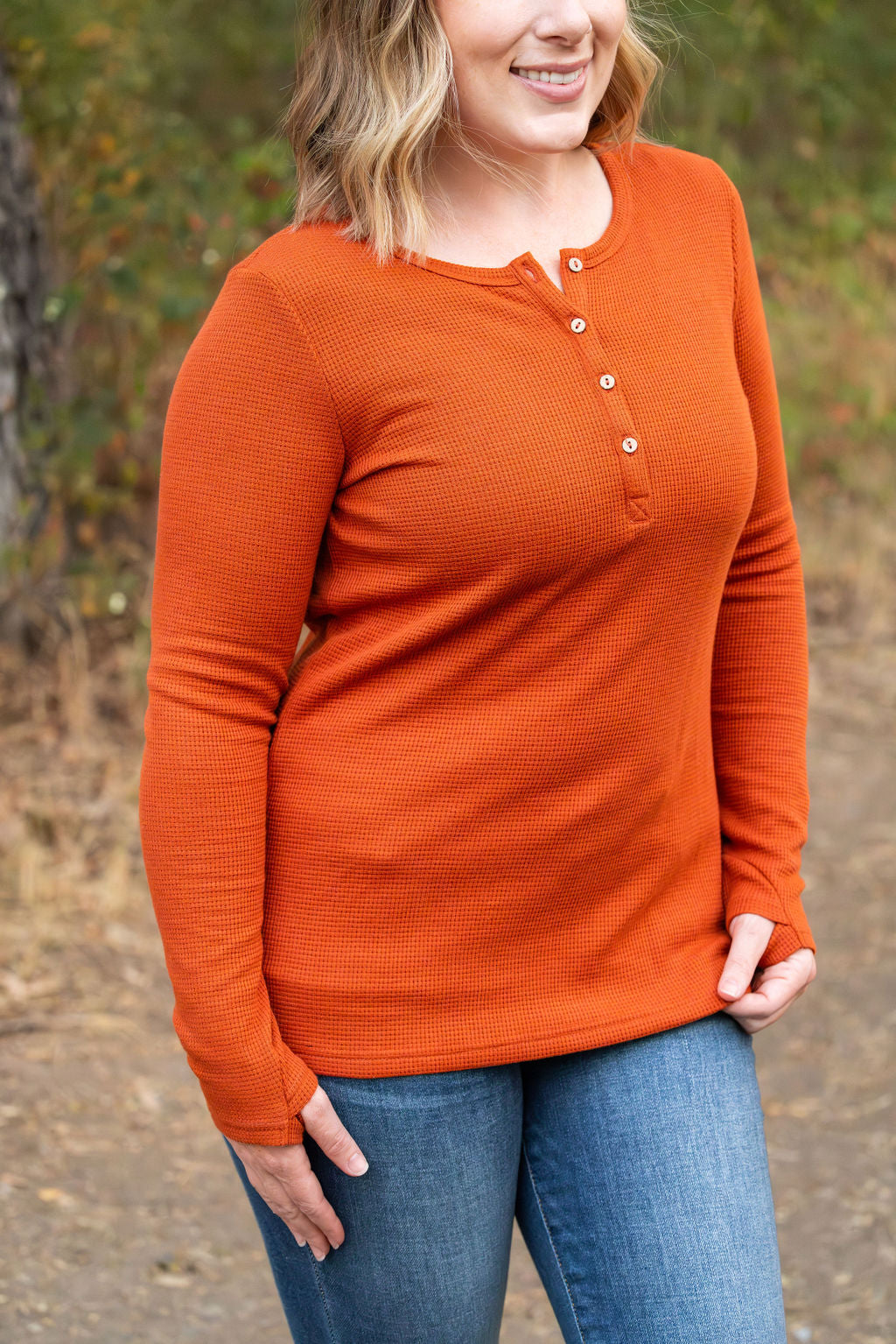 Harper Long Sleeve Henley - Pumpkin